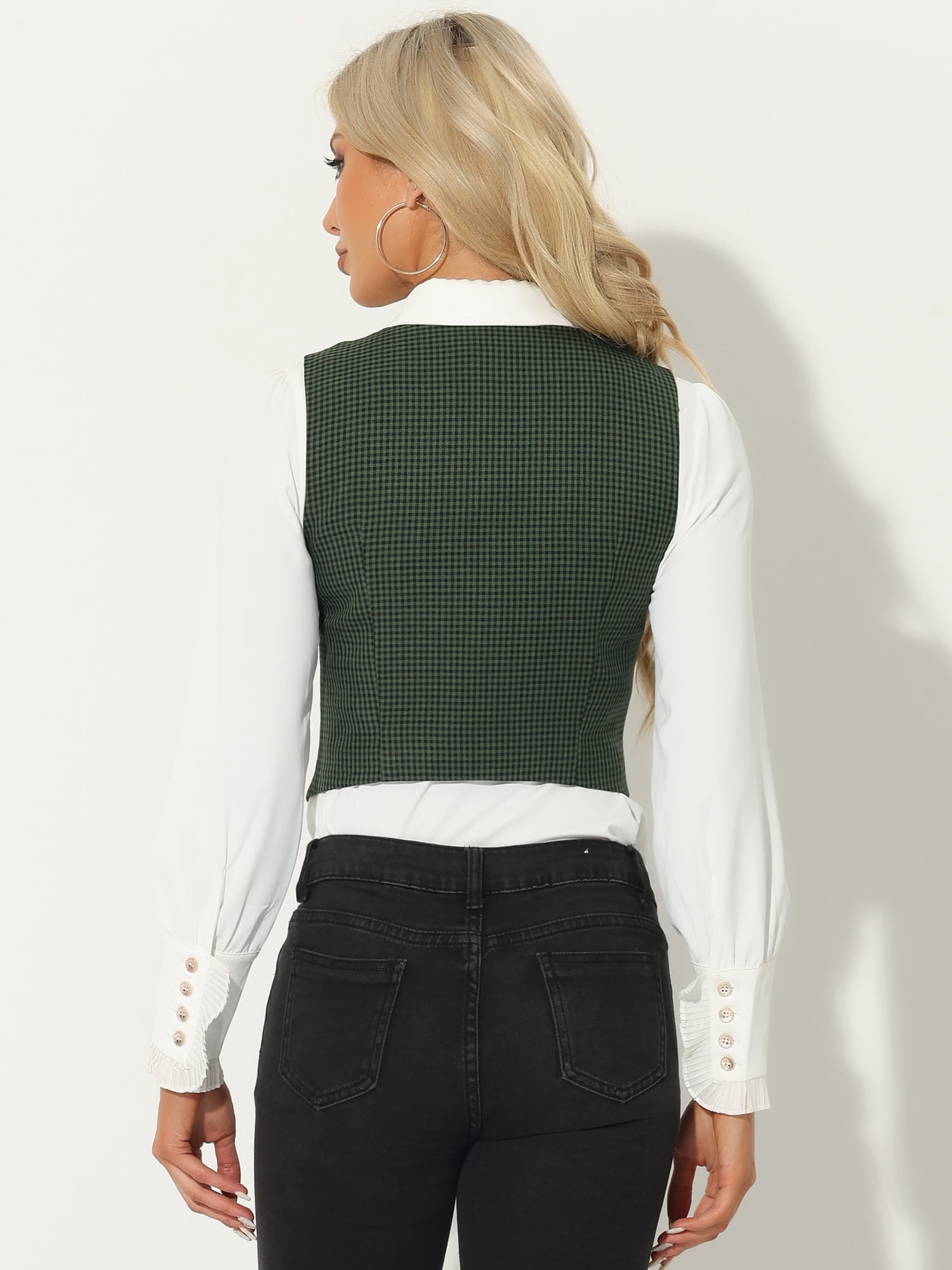DARING DIVA Women's Costume Plaid Versatile Racerback Suit Vests M Green