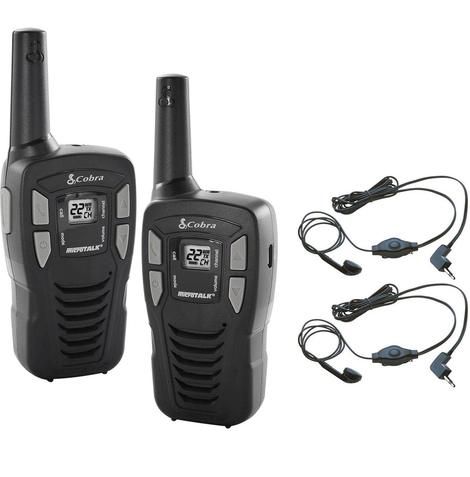 2) Cobra CX112 16 Mile 22 Ch FRS/GMRS Walkie Talkie Two-Way Radios w/  Headsets