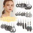 thumbnail image 5 of Pack de 12 pares de pendientes vintage bohemios para mujeres y niñas, 5 of 5