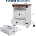 thumbnail image 2 of GarveeHome Farmhouse Nightstand with Charging Station, Modern Bedside End Table with 2 Drawers, USB Ports & Outlets, White, 2 of 7