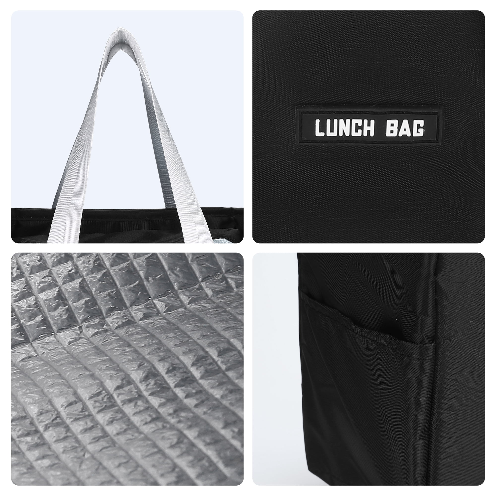 Unique Bargains Insulated Lunch Bag for Women and Men for Work Office Black