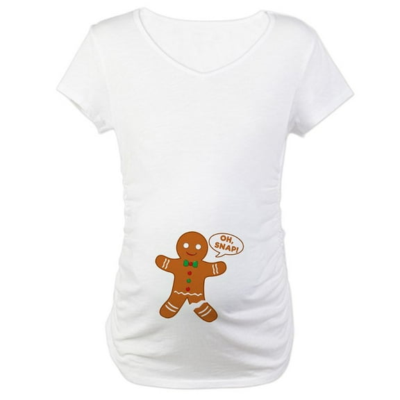 CafePress - Oh Snap Gingerbread Man Maternity T Shirt - Cotton Maternity T-shirt, Cute & Funny Pregnancy Tee