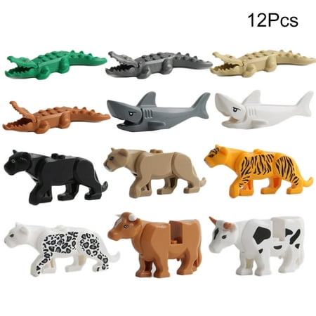 - 12pcs Crocodile Tiger Cow Buildable Model kids Animal Building Block Fit LEGO