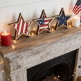 thumbnail image 4 of 3Pcs 4th of July Patriotic Wooden Stars Decor, Red White Blue Rustic Tiered Tray Tabletop Ornaments, Independence Day Memorial Day Farmhouse Home Office Shelf Decorations, 4 of 6