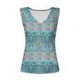 thumbnail image 4 of Fshinging Womens Tank Top Vintage Boho Casual Print Button V Neck Sleeveless Summer Clothes 2026 Green L, 4 of 4