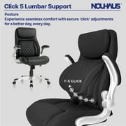 Nouhaus Posture Ergonomic PU Leather Office Chair. Click5 Lumbar Support with FlipAdjust Armrests. Modern Executive Chair and Computer Desk Chair