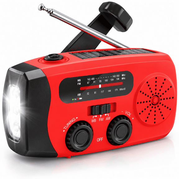 Hand Crank Emergency Radio,7400mWh NOAA/AM/FM Portable Radio,Solar Emergency Radio,Weather Alert,Flashlight for Emergency,Power Bank Cellphone Charger
