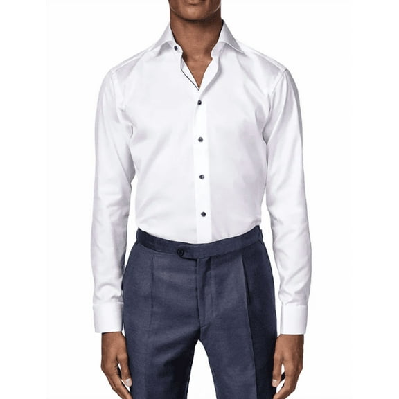 Eton Men's White Slim Fit Twill Dress Shirt, 15/12