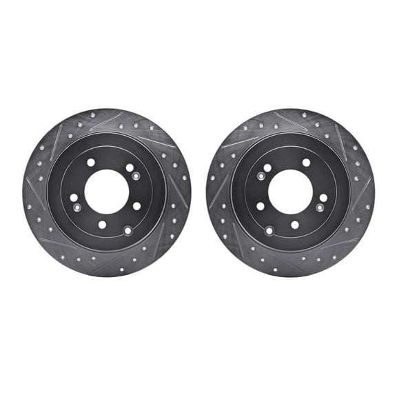 Dynamic Friction Company Rear Brake Rotors-Drilled and Slotted-Silver 7002-03060