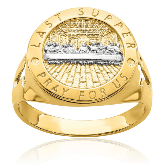 14K Solid Yellow Gold Last Supper Mens Ring