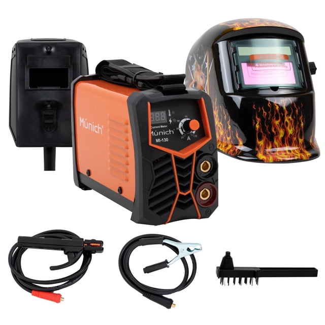 Soldadora Inverter Profesional Munich + Careta Electronica naranja Munich COMBO-HIGH-01