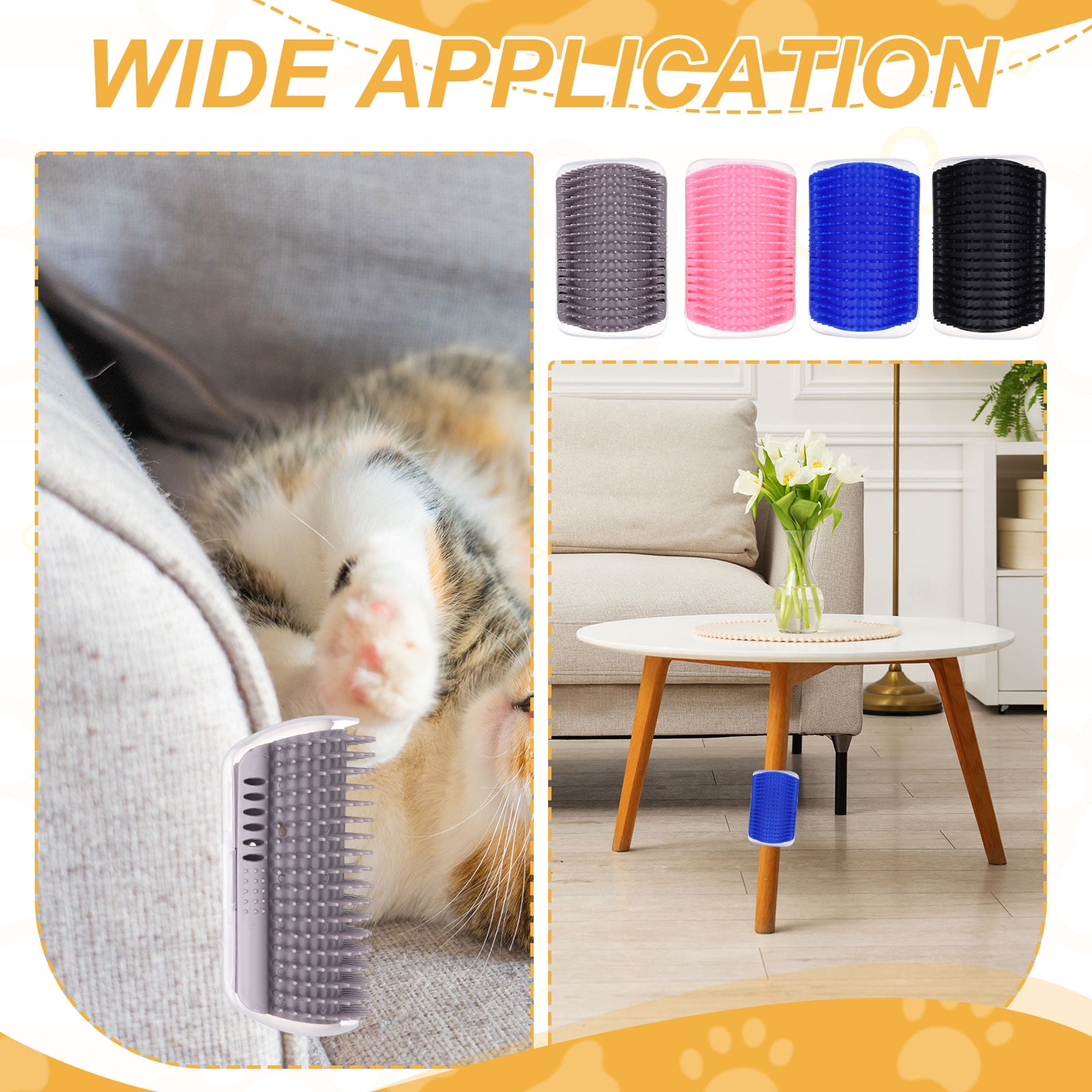 Uxcell Self Grooming Cat Brush, Cat Self Groomer Scratcher with Catnip Softer Cat Face Scratchers Wall Corner Groomer Massage Combs (4Pcs, L, Pink) for Long Short Fur Pets/Kittens/Puppies