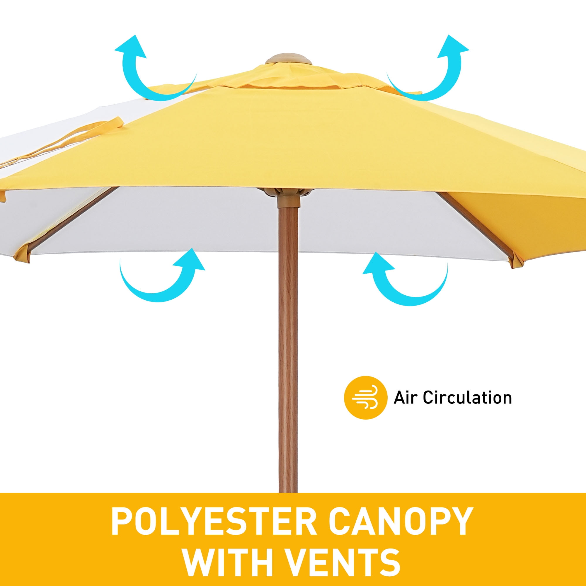 Autlaycil 7.5ft Patio Umbrella, Sun Shelter UV Protection Sunshade for Market, Beach, Patio, Pool, Garden Backyard (Yellow and White)