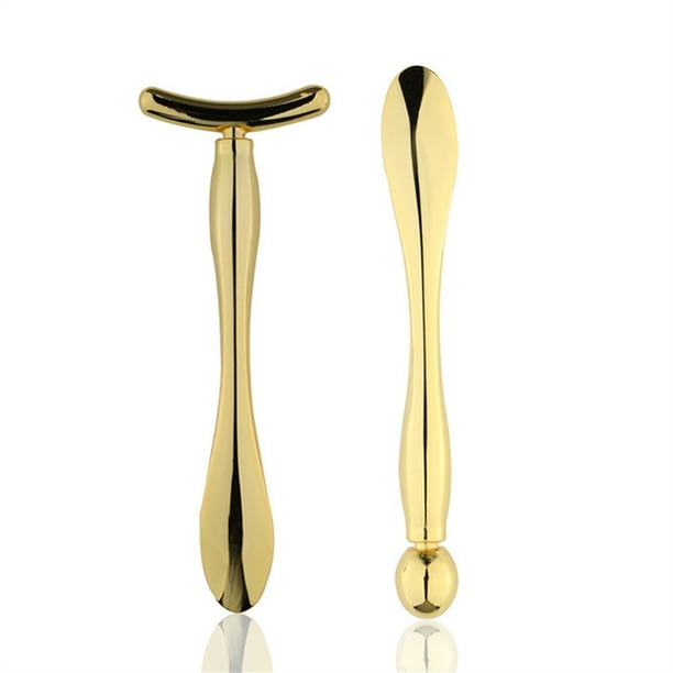 Metal ojo crema aplicador aleación zinc aleación cara esencia masajeador palo facial bola hinchada herramienta cosmética piel chicas hombres oro 2 unids Advancent CE001267-01B