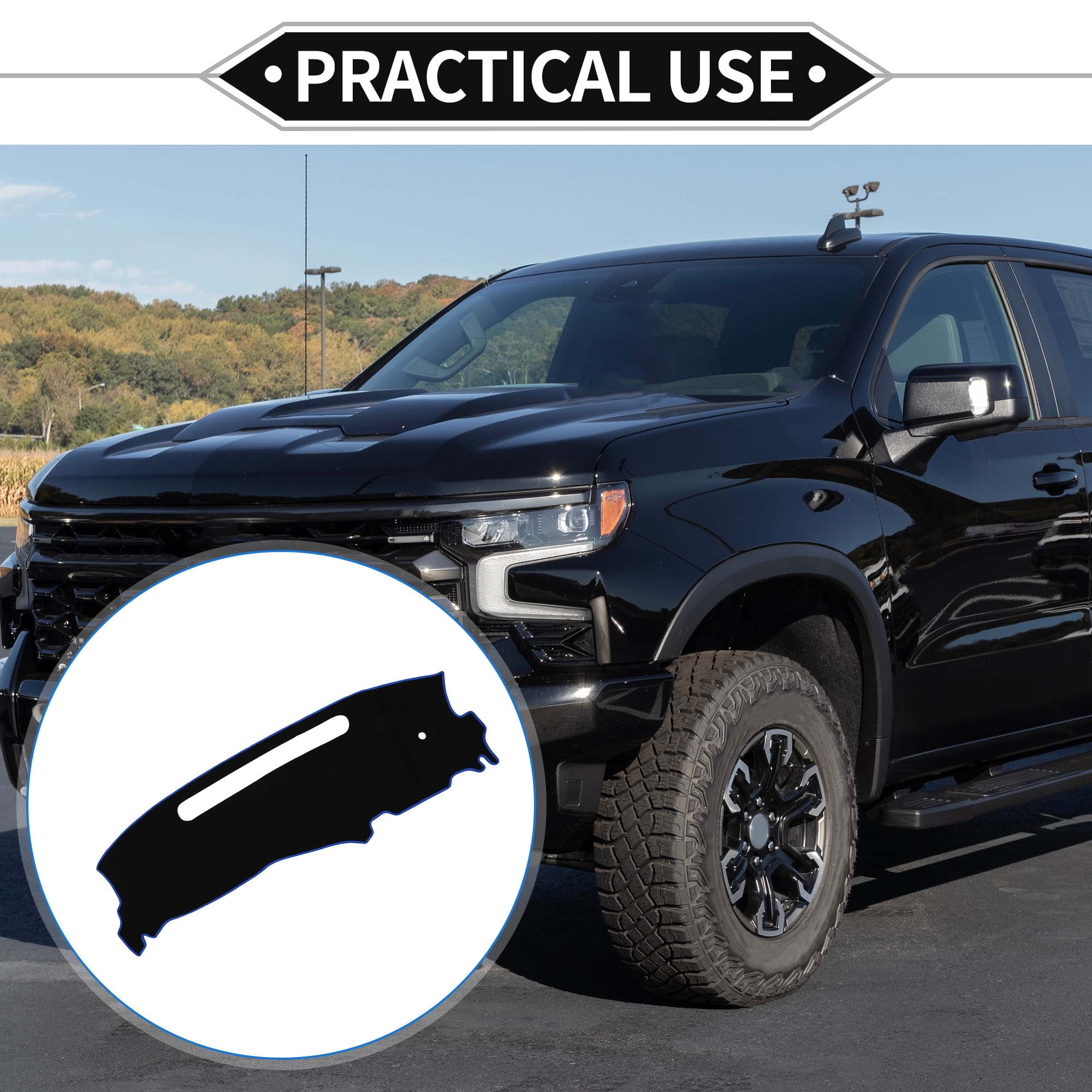Unique Bargains Dashboard Covers for Chevrolet S10 1998-2004 Non-Slip Dash Cover Mat Polyester Black, Blue Front