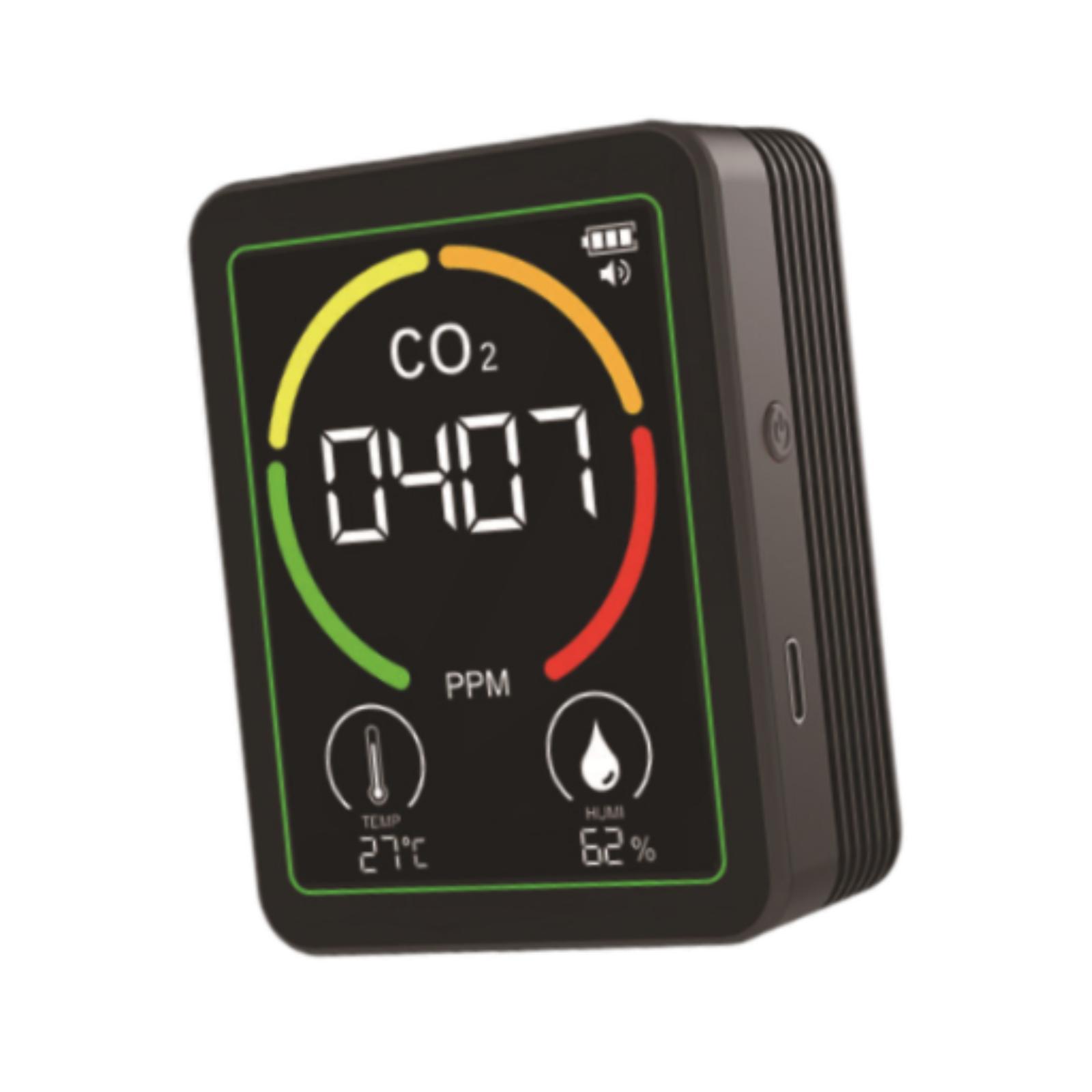 Miulika Air Quality Detector, Humidity Meter, Multifunctional Digital Air Analyzer, Real-time Display for Warehouse, Hotel, Kitchen, Garden black
