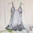 thumbnail image 5 of Women Lingerie Satin Lace Chemise Nightgown Sexy Full Slips Sleepwear Sexy Suspenders V-neck Solid Color Nightdress, 5 of 7