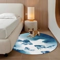thumbnail image 2 of Navy Blue Fish Round Area Rug 7Ft Washable Circle Rugs for Dorm Laundry Room, Nautical Coastal Summer Ocean Modern Art Non-Slip Carpet Floor Mats Indoor Outdoor Carpet Runner Aesthetic Home Decor, 2 of 8