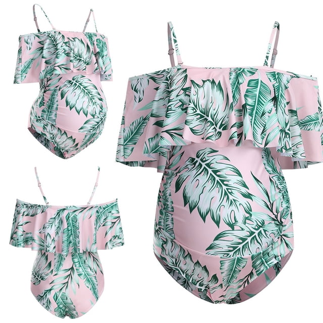 LSLJS Tankinis Women Ruffles Leaf Bikinis Swimsuit Beachwear Pregnant Suit