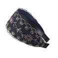thumbnail image 3 of Lumistal Wide Headbands and Large Non Slip Elastic Embroidery Hairbands With Teeth Headbands for Womens Hair Large Head Bands Headwear Accessories For Women Navy One Size, 3 of 4