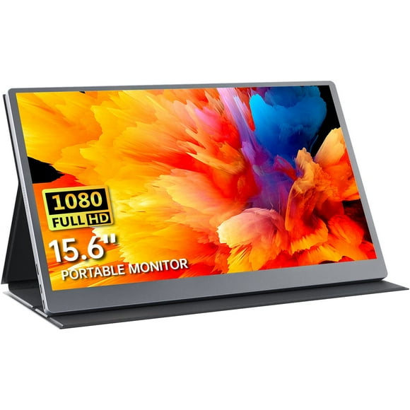 Portable Monitor–15.6 inch 1080P FHD HDR USB-C Portable Screen Dual Type-C Mini HDMI IPS FreeSync Computer Display with Speakers for Laptop PC Mac Surface Xbox Switch PS4/5 with Smart Cover
