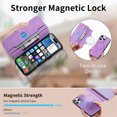 thumbnail image 4 of Decase Phone Filp Case Compatible with Apple iPhone 16 Pro Max Case Detachable Wallet Case with Card Holder, PU Leather Magnetic Snap Flip Wallet Phone Case Compatible with iPhone 16 Pro Max,Purple, 4 of 11