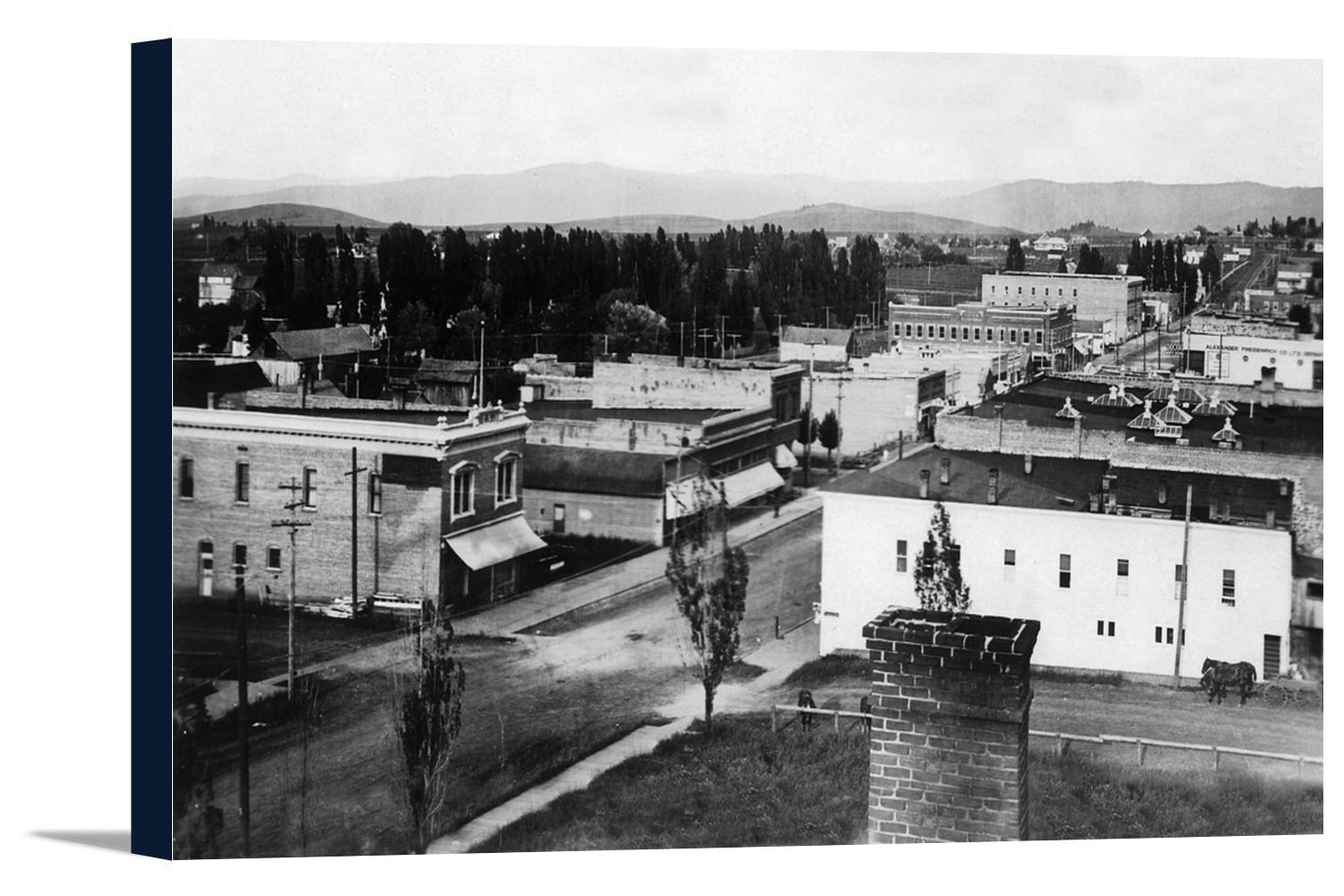 Grangeville, Idaho Aerial View of the Business District (18x11