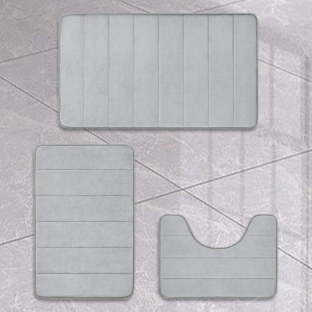 Juego de alfombrillas de baño de espuma viscoelástica suministros de baño lavables a máquina Extra absorbentes 3 uds.