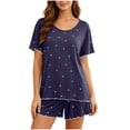 thumbnail image 2 of Naittoop Modal Soft Shorts Pajamas Sets for Women Cute Heart Print Summer Short Sleeve Sleepwear 2 Piece Lounge Sets, 2 of 5