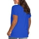 thumbnail image 3 of Blusas Umfun para mujer, cuello redondo liso, manga corta, blusa informal versátil, azul, talla 3XL, 3 of 4