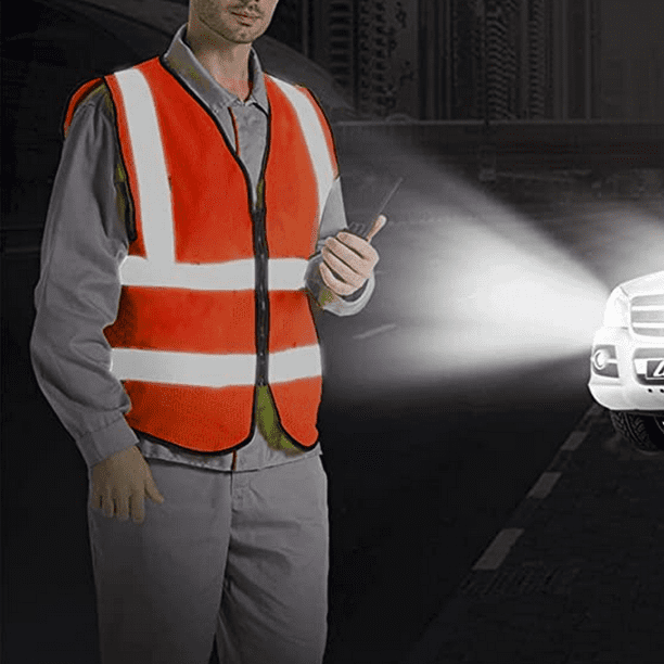 AWLYLNLL Neon Orange High Visibility Safety Vest, Reflective