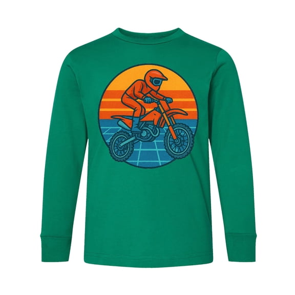 Inktastic Retro Motocross Dirt Bike Rider Long Sleeve Youth T-Shirt