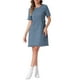 thumbnail image 2 of Vestido de Tweed para Mujer INSPIRE CHIC con Cuello Redondo, Mangas Cortas, Elegante, Largo hasta la Rodilla, Talla L, Azul, 2 of 6