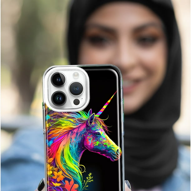 レインボー Apple iPhone Xs MUNDAZE Apple iPhone XS Max Neon Rainbow Glow Unicorn Floral