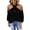 Black, variant on Women Solid Color Long Sleeve Halter Off Shoulder Back Zipper Blouse Top