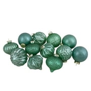 Northlight Finial Hanging Green Glass Christmas Ball Ornaments, 12 Count