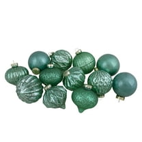 Northlight Finial and Glass Ball Christmas Ornaments - 3.25" - Green - Set of 12