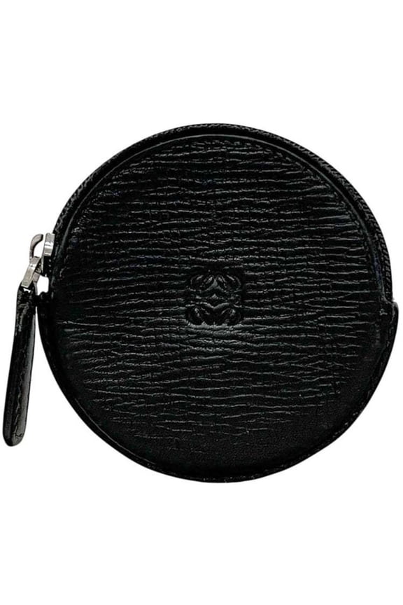 Pre-Owned Loewe coin case ec-24947 black anagram purse leather 060604 LOEWE round mini compact...