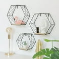 thumbnail image 4 of SPRING PARK Floating Shelves Wall Mounted Metal Wire Art Hexagon Shelves with Solid Wood Board for Plant Display, Storage Rack & Organiser, Home Decoration Wall Shelf, 4 of 7