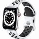 thumbnail image 1 of Chenchen Silicone Sport Strap Compatible with Apple Watch Strap 42mm 44mm 45mm 46mm 49mm, Breathable Replacement Straps for Apple Watch Ultra 2/iWatch SE Series 11 10 9 8 7 6 5 4 3, White/Black, Large, 1 of 1