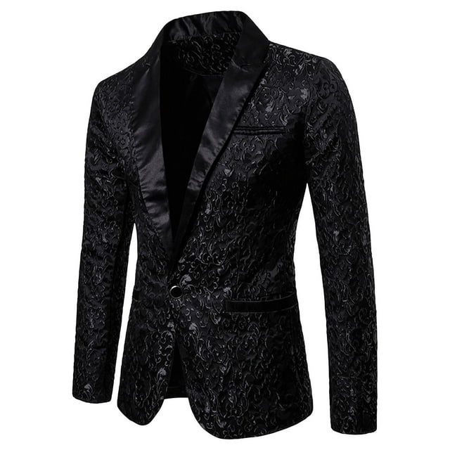 JHLZHS Jacket Suit for Men Beige Mens Fashion Casual Business Pattern Long Sleeved Lapel Suits Jackets Mens Slim Fit Suit Jacket Tall Men's Suits Slim Fit 2 Piece