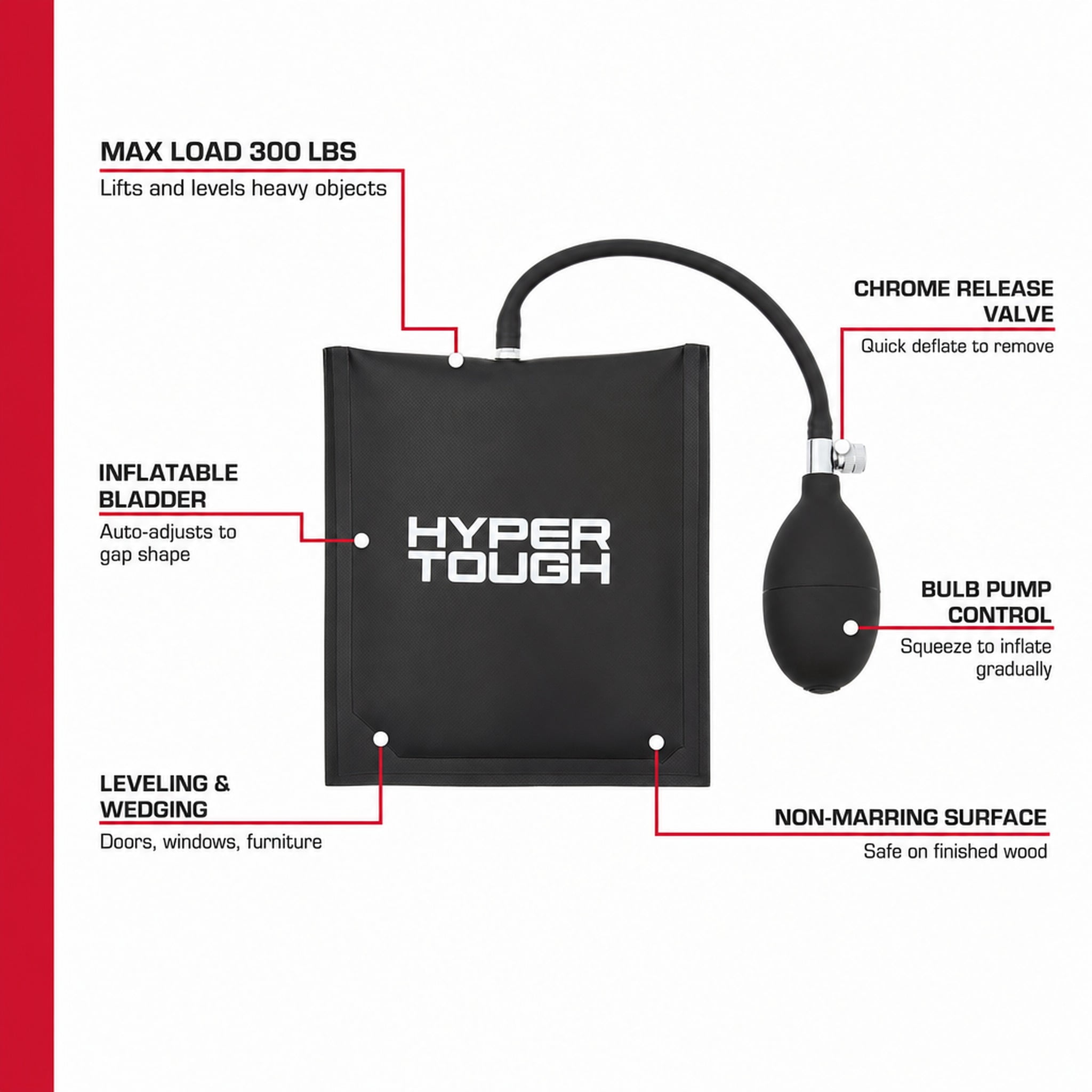 Hyper Tough Air Pump Level for Precise Leveling & Alignment in Heavy-Duty Applications, Black