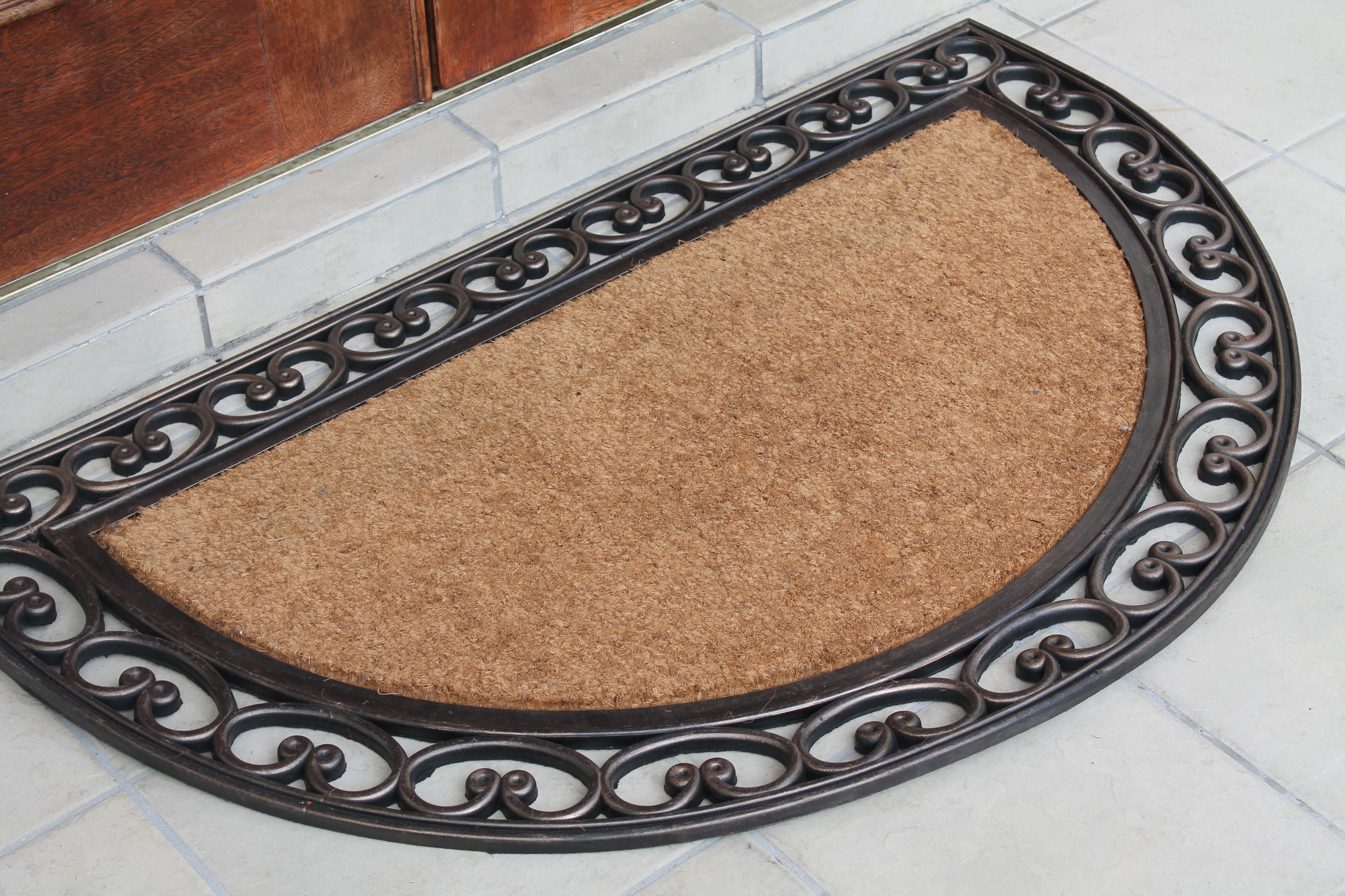A1 Home Collections Half Round Double Doormat for Outdoor Entrance Front Door Mat 30"x48", Bronze-Border