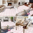 thumbnail image 5 of Large Area Rugs for Living Room Bedroom, Pink Easter 8'x10' Rug Washable Carpet Runner Indoor Outdoor, Bunny Tulip Checkered Elegant Pastoral Non Slip Floor Mats Rug for Kitchen, Patio, 5 of 8