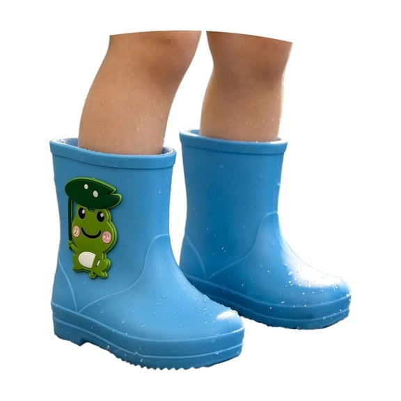 SUYIDA Frog Print Rain Boots for Kids Boys Girls Soft Sole Rubber Easy Pull On Boots for Preschool Elementary Outdoor Rain Boots
