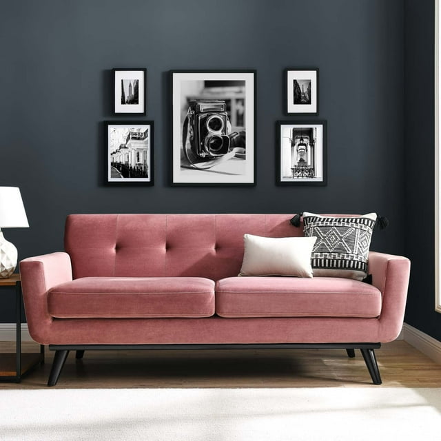 Modway Engage Performance Velvet Loveseat in Dusty Rose