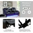 thumbnail image 3 of TrumanPick Power Air Leather Recliner Sofa Set with LED Lights Couches for Living Room with USB Port, Cup Holders, Black, 3 of 6
