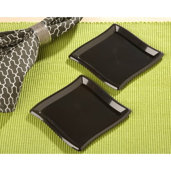 EMI Yoshi Koyal Square Waves Dessert Plates, 5.25-Inch, Black, Set of 120