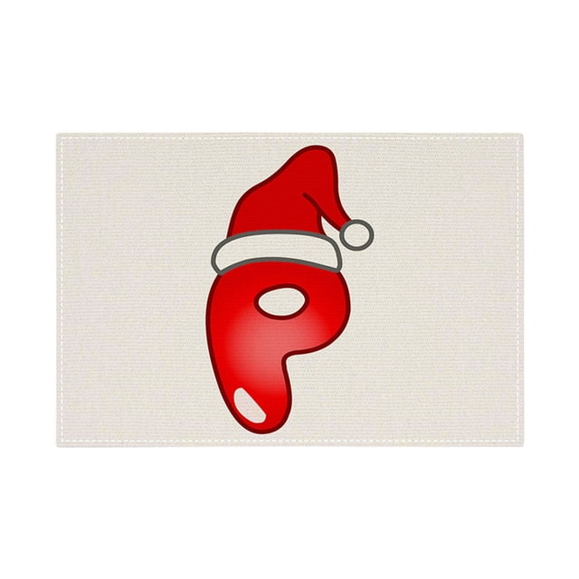 Christmas Table Mat 30 cm x 45 cm Linen Alphabet Placemat with Holiday Letter Design for Dining Table Decoration