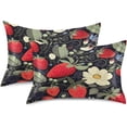 thumbnail image 2 of GZHJMY Satin Pillowcase for Hair and Skin, Strawberry Flower Cooling Pillow Case with Envelope Closure Soft Breathable Silk Satin Pillow Cover for Sleeping Standard Size 26x20 in Home Decor, 2 of 7